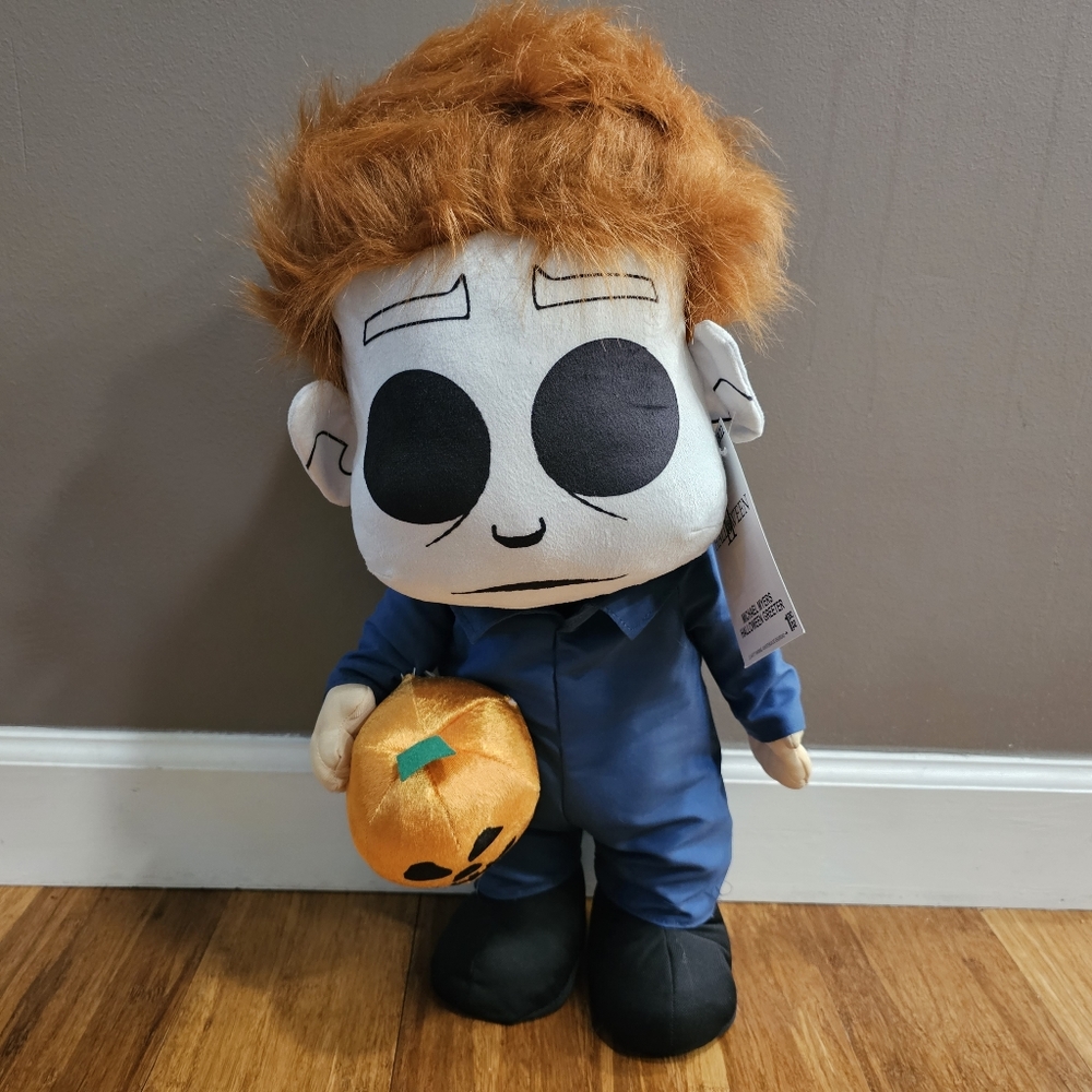 🔪 🎃 New 22" Michael Myers Halloween Horror Plush Door Greeter w/ Pumpkin Decor